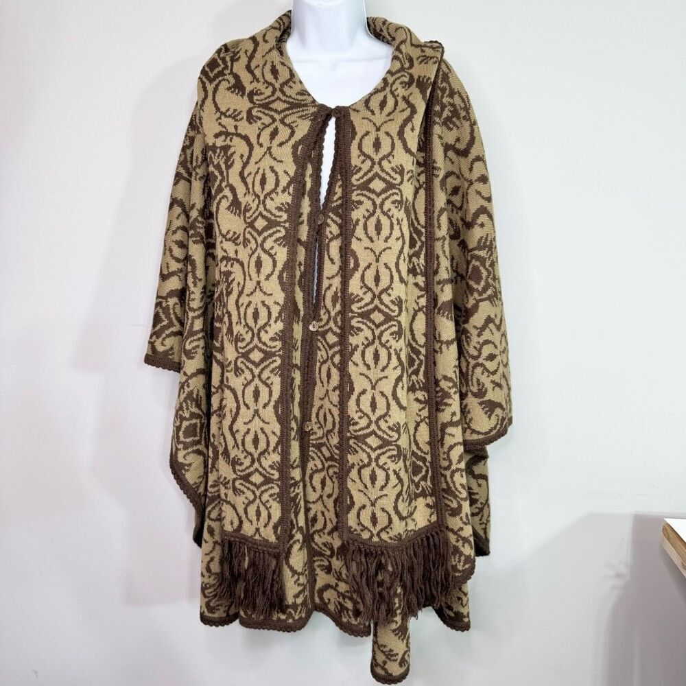 Novica Poncho Womens One Size Alpaca‎ Blend Ruana Cloak Sweater Knit Paisley New